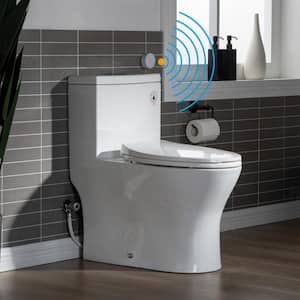 Trenton 1-piece 1.1/1.6 GPF High Efficiency Dual Flush Elongated Toilet in White with Soft Closed Seat Included