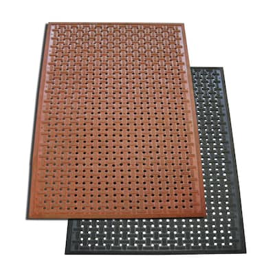 Rubber-Cal Kitchen Mat Anti-Slip Black 36 in. x 60 in. Rubber Grease Proof Kitchen Mat Commercial Floor Mat (Pack of 2)