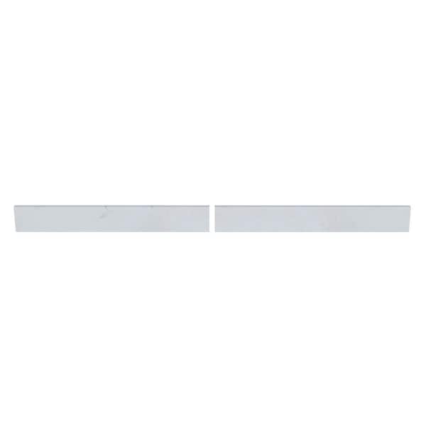 TJAmerican 72 in. W x 0.75 in. x 4 in. Engineered Carrara Marble Bathroom Vanity Backsplash (2-Pieces of 36 in.)