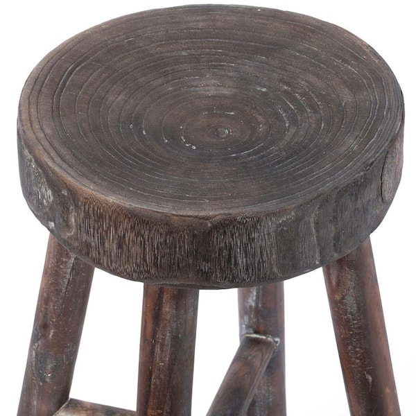 Vintiquewise Antique Round Wooden Chair Log Cabin Stools Set of 2
