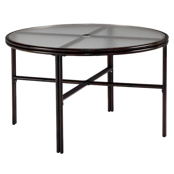 Home Styles Bimini Jim 48 in. Dark Mocha Aluminum Round Patio Dining Table