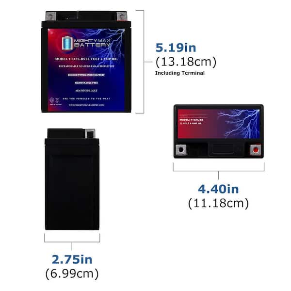 MIGHTY MAX BATTERY YTX7L-BS 12v 6Ah Battery for Suzuki 250 GZ250