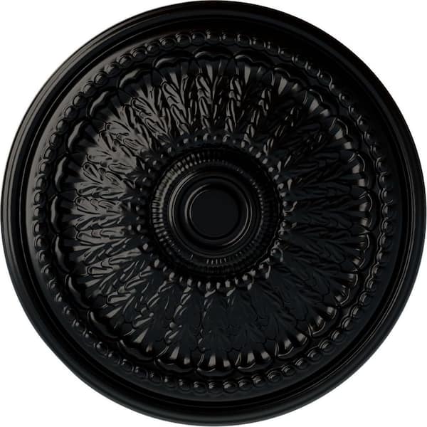 Ekena Millwork 27" x 2-1/2" Brunswick Urethane Ceiling Medallion (Fits Canopies up to 4-1/2"), Hand-Painted Jet Black