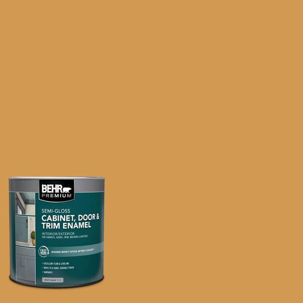 BEHR PREMIUM 1 qt. #PPU6-02 Saffron Strands Semi-Gloss Enamel Interior ...