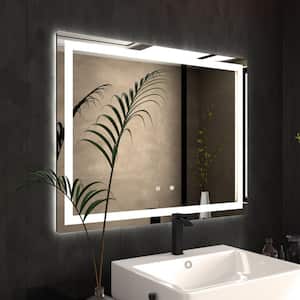 36 in. W x 28 in. H Rectangular Frameless LED Light Anti-Fog Wall Bathroom Vanity Mirror Super Bright