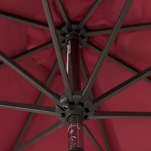 Peyton 9 ft. Market Patio Umbrella in Red with Bronze Round Base