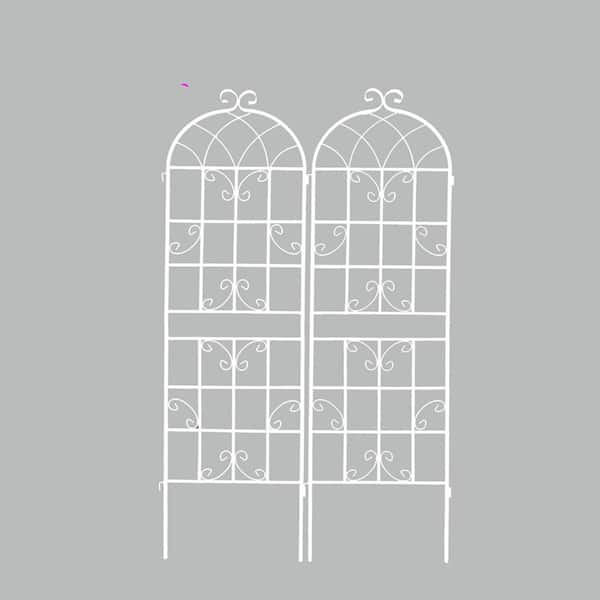 Metal Garden Trellis 71 in. x 19.7 in. Rustproof Trellis for Climbing Plants, White (2-Pack)