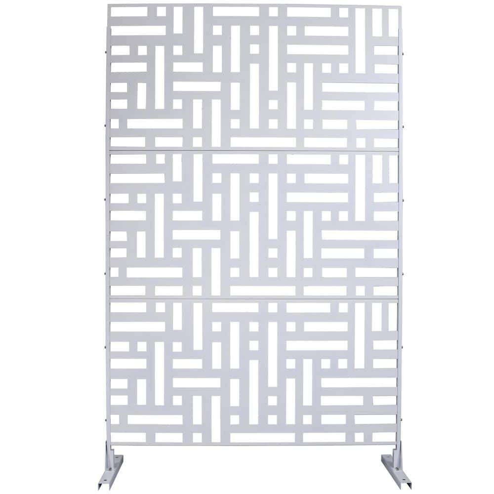 4 ft. x 6.33 ft. White Outdoor and Indoor Freestanding Metal Privacy Screen Fence Panels for Outside Lawn Garden price history on PriceWatchPro