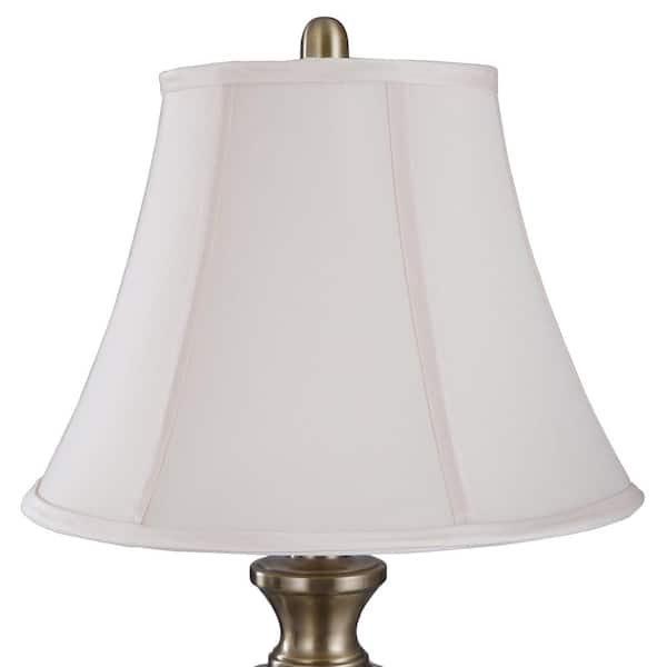 Oslo And Freya Small Vintage White Shade Table Lamp In Antique Brass