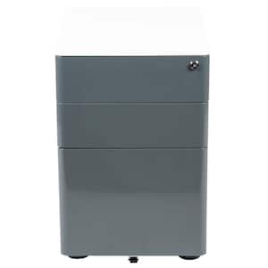 White and Charcoal Vertical File Cabinet