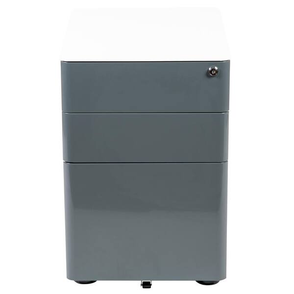 Carnegy Avenue White and Charcoal Vertical File Cabinet