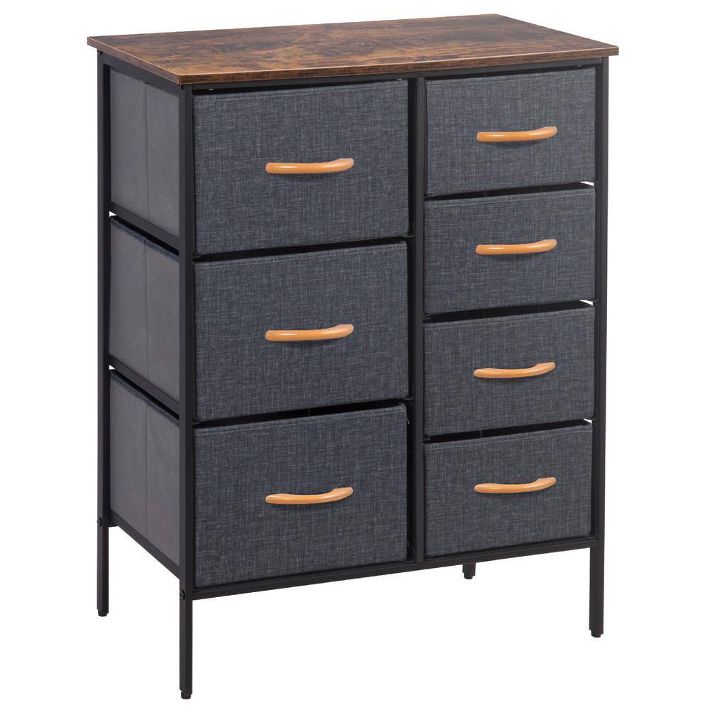 Bizroma 7-Drawer Dark Grey Fabric Dresser for Bedroom 25 in. H x 32.2 ...