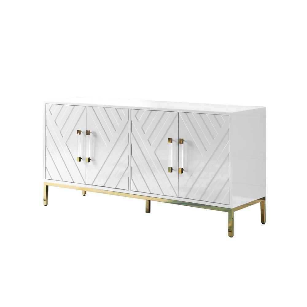 Junior 64" White and Gold Transitional Wood Sideboard