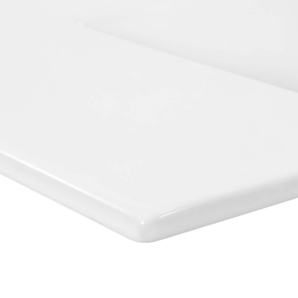 White Rectangular Ceramic Single Sink Vanity Top, 30"
