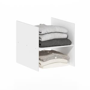 Cubicle 13.39 in. Tall White Wood 2-Shelf Cube Bookcase Insert