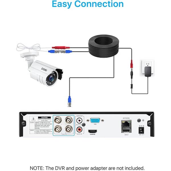 ZOSI White Wired 1080p Outdoor Bullet TVI Security Camera