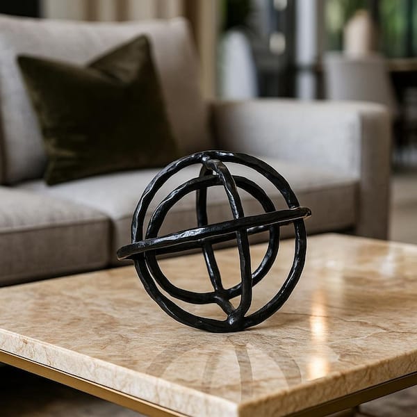 castellousa Black 6 in. x 6 in. Aluminum Decorative Orbit Metal Sculpture