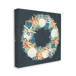 "Starfish and Nautical Sea Shell Wreath" by Ziwei Li Unframed Print Animal Wall Art 30 in. x 30 in.