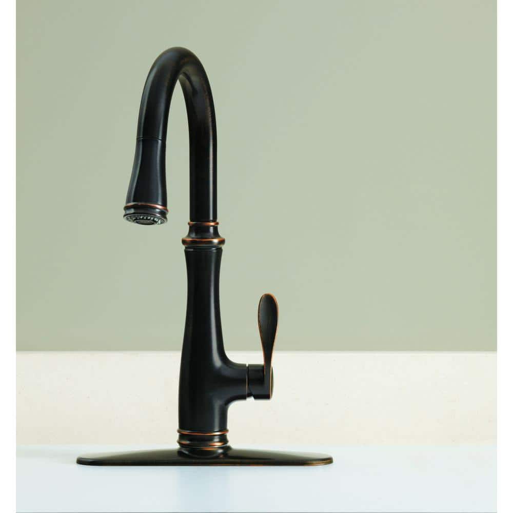 Oil-Rubbed Bronze Pull-Down Kitchen Faucet with Spray