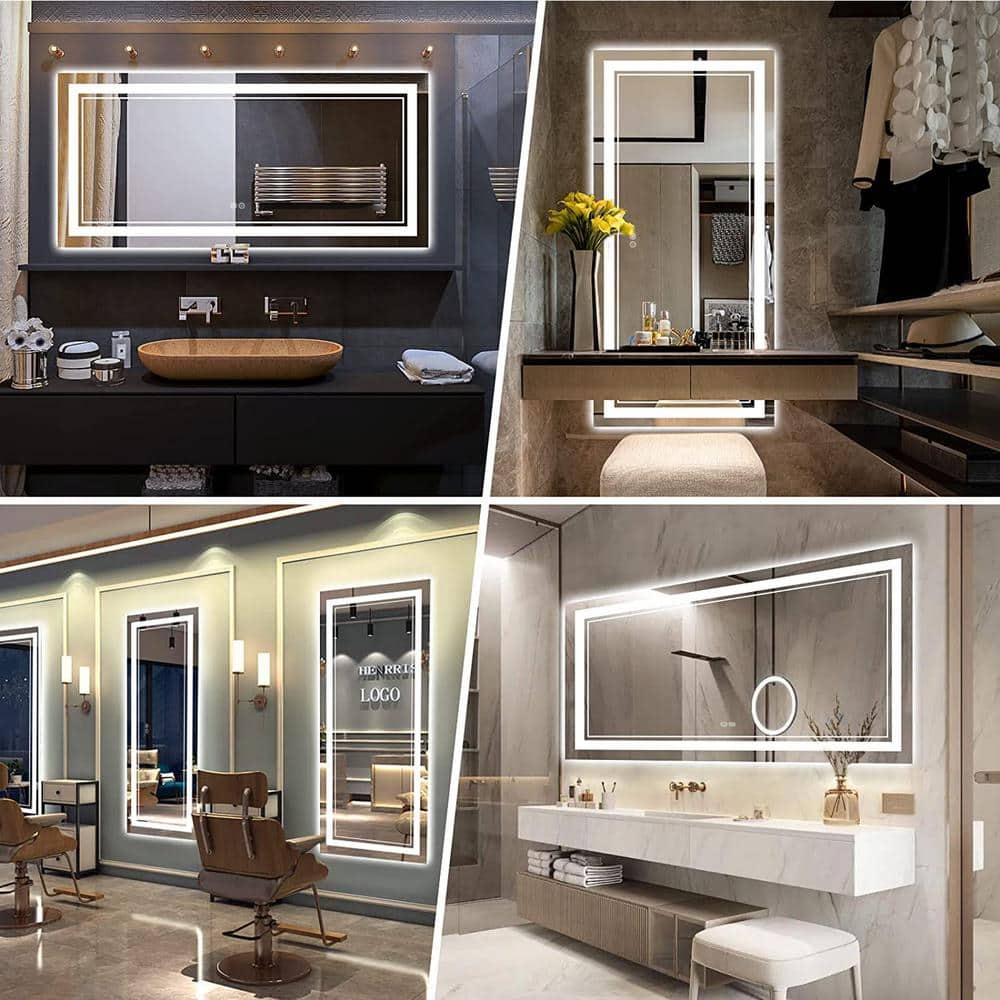 Oversized Frameless LED Vanity Mirror with 3-Color Frontlit