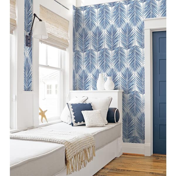 Paradise Palm Coastal Blue Botanical Vinyl Peel & Stick Wallpaper Roll (Covers 30.75 Sq. Ft.)