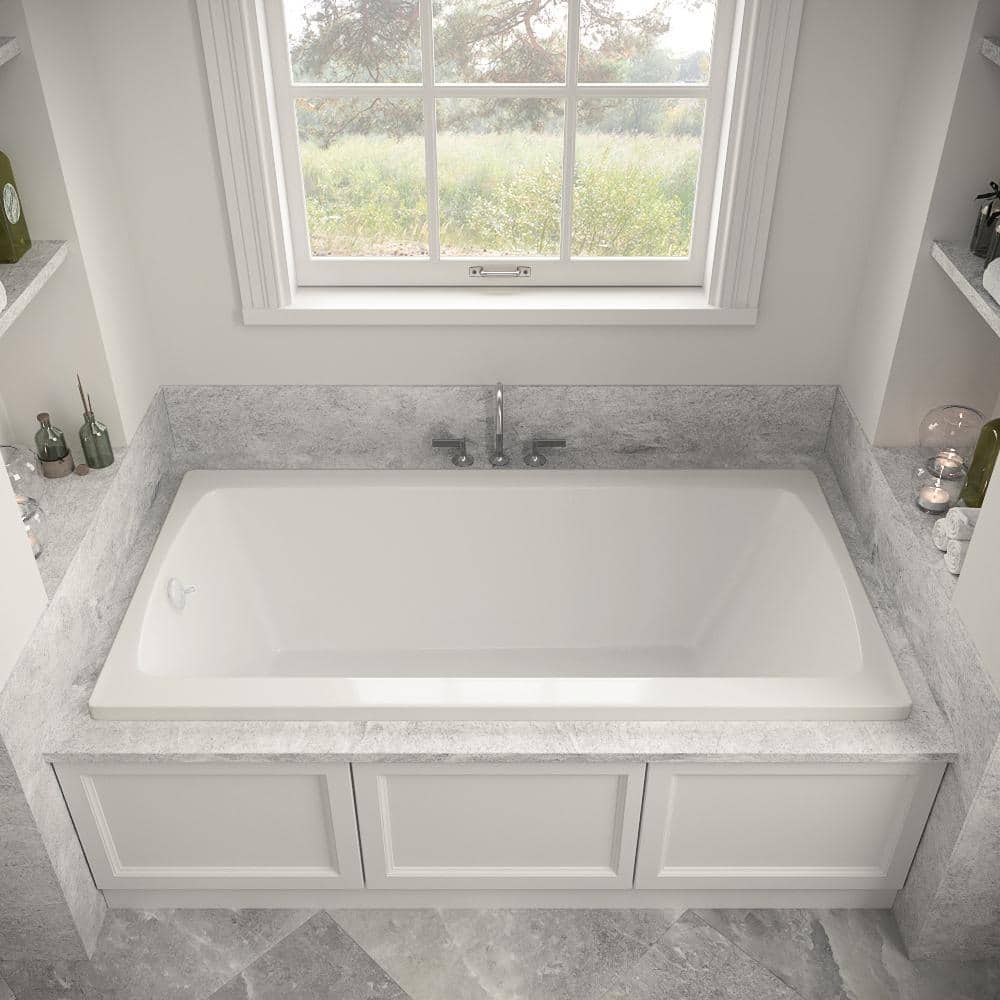 66" x 34" Glossy White Acrylic Soaking Drop-In Bathtub