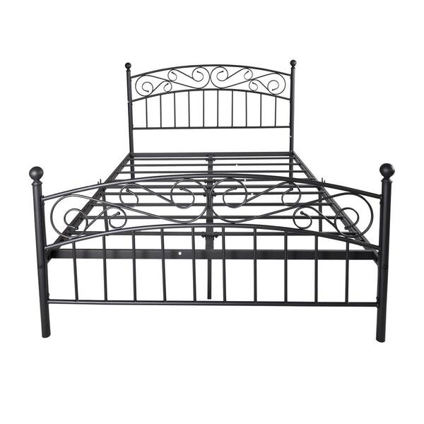 Black Queen Size Bed Metal Platform, Queen Bed Frame With Storage Below