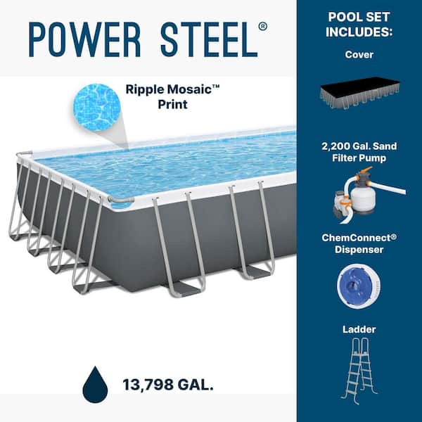 Bestway - Power Steel 31 ft. 4 in. x 16 ft. Rectangular 52 in. Deep Above Ground Pool Set