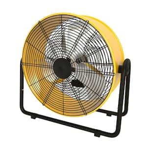 20 in. 3 Fan Speeds Heavy Duty Floor Fan in Yellow with High Velocity for Warehouse, Workshop, Factory and Basement