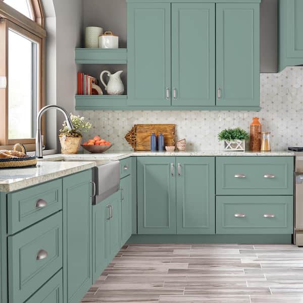 1 gal. #S430-4 Green Meets Blue Semi-Gloss Enamel Interior/Exterior Cabinet, Door & Trim Paint