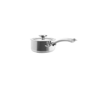 3.Clad Tri-Ply 1 qt. Stainless Steel Sauce Pan in Polished Stainless Steel with Glass Lid