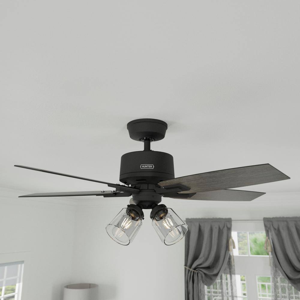 Hunter Gatlinburg 44 in. Indoor Matte Black Ceiling Fan with Light