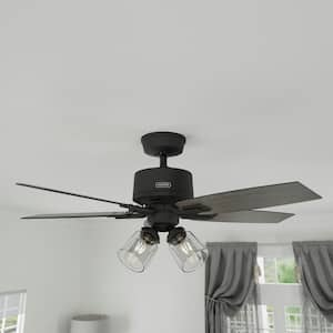 Gatlinburg 44 in. Indoor Matte Black Ceiling Fan with Light Kit and Remote Included