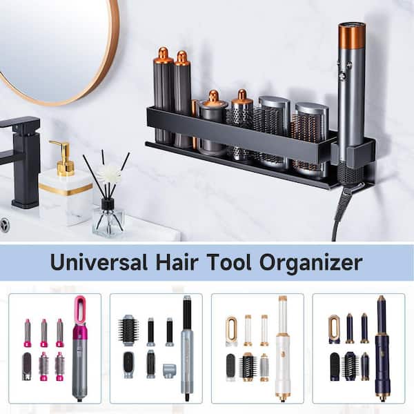 Wudkey 18.3 in. Wall Mounted Hair Tool Organizer, Curling Iron
