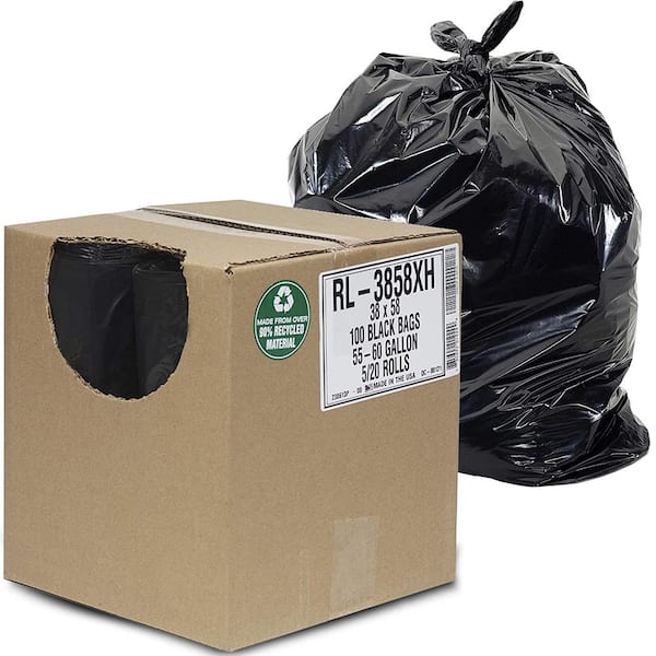 55-Gallon Trash Bags, 1.5mil, Black 100-Count