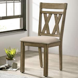 Vista Hills Light Brown and Beige Polyester Padded Dining Side Chair (Set of 2) and Care Kit