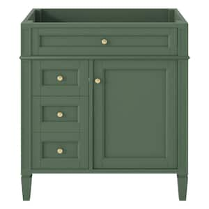 29.3 in. W x 18 in. D x 33 in. H Bath Vanity Cabinet without Top in Green with 2 Drawers and a Tip-out Drawer