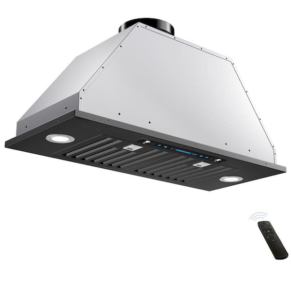 iKTCH 28 in. 900 CFM Ducted Insert with LED 4 Speed Gesture Sensing and Touch Control Panel Range Hood in Stainless Steel