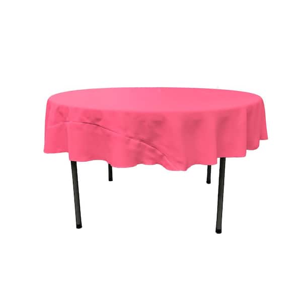 LA Linen 72 in. Round Hot Pink Polyester Poplin Tablecloth