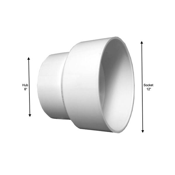Plastic 6 inch to 5 inch Ventilation Pipe Reducer Adapter White 150mm to 125mm 