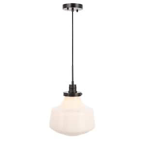 Timeless Home Liam 1-Light Black Pendant with Frosted Glass Shade