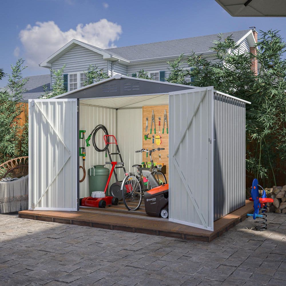 LATTOY 8 ft. W x 6 ft. D Outdoor Storage Metal Garden Tool Shed