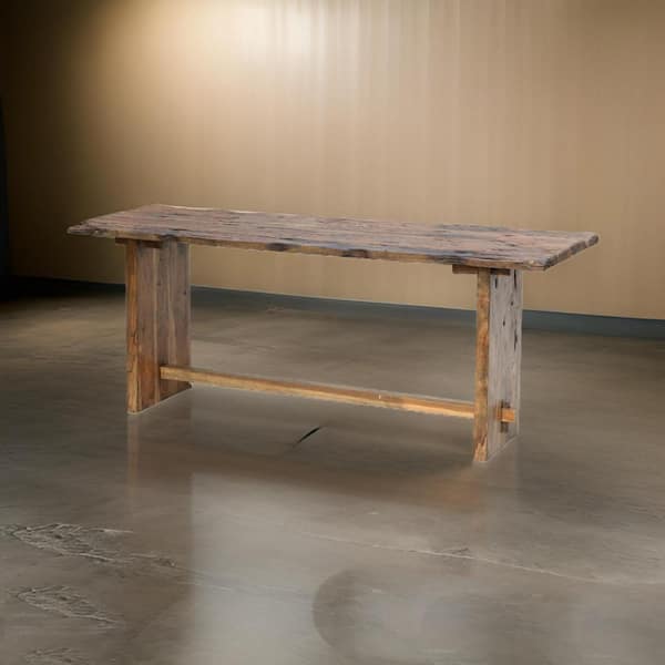 Benjara 86.5 in. Brown Rectangle Wooden Console Table with Live Edge Wood