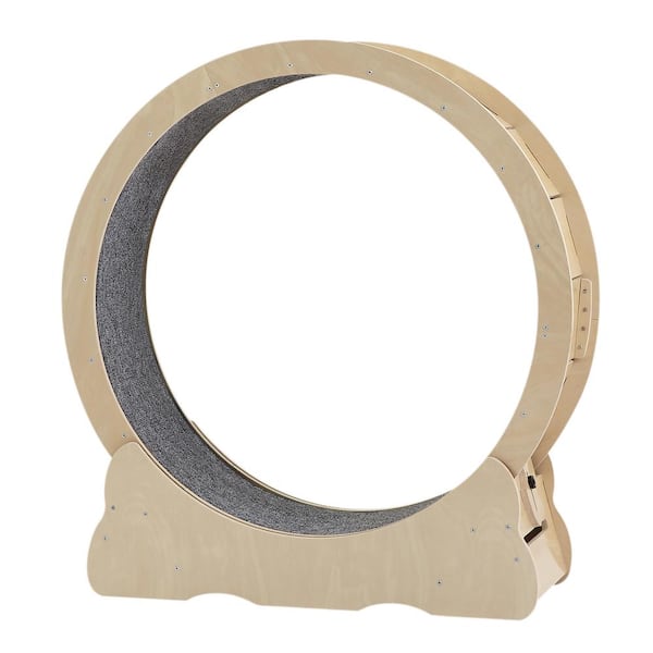 maocao hoom 43.3 in. x 13.2 in. x 45.9 in. Cat Exercise Wheel - Cat Treadmill with Carpeted Running Track, Latch Weighted Wheel