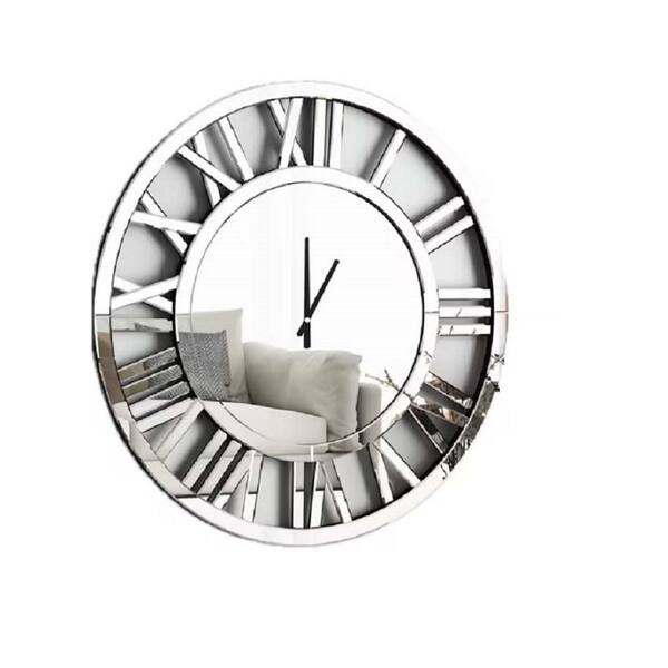 Unbranded 23.6 in. Modern Wall Clock, Mirrored Round wall Clock with Roman Numerals for Kitchen, Bedroom, Home, Office