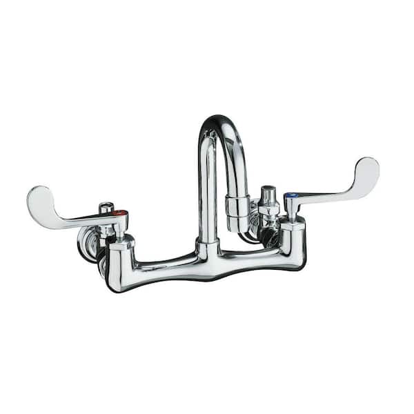 KOHLER Triton 8 in. 2-Handle Low-Arc Spout Wall Mounted Bathroom Faucet in Polished Chrome