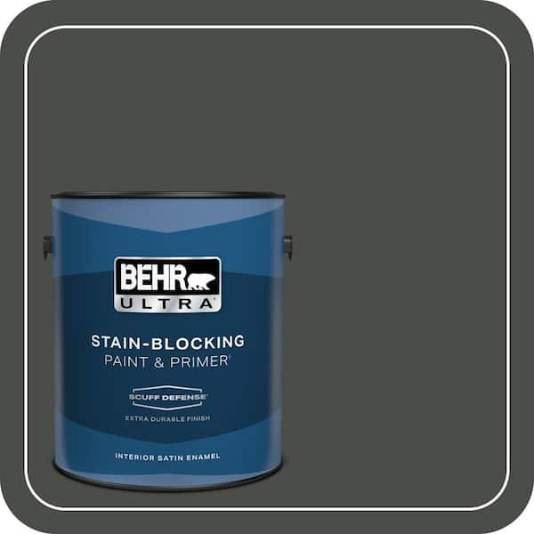 BEHR ULTRA 1 gal. #710F-7 Black Swan Extra Durable Satin Enamel Interior Paint & Primer