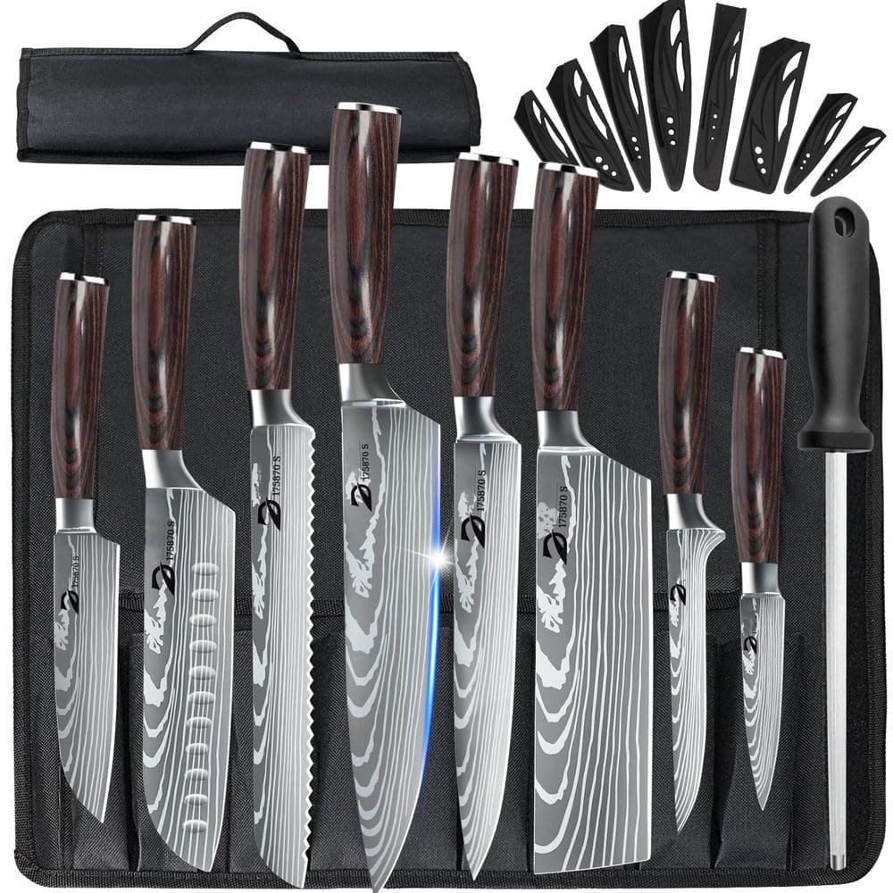 Wudkey 9-Piece High Carbon Stainless Steel Kitchen Chef Knife Set