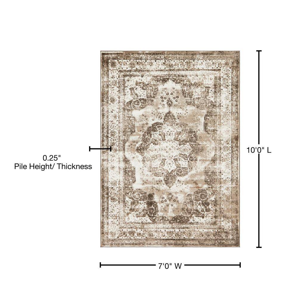 Reversible Easy-Care Dark and Light Brown Synthetic Area Rug