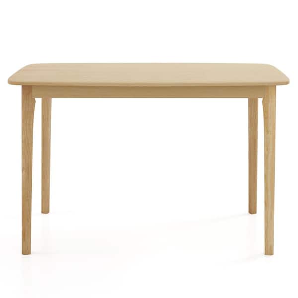 Costway Natural Solid Wood 28 in. 4 Legs Dining Table Rectangular Farmhouse Kitchen Seats 6 (chairs not include)